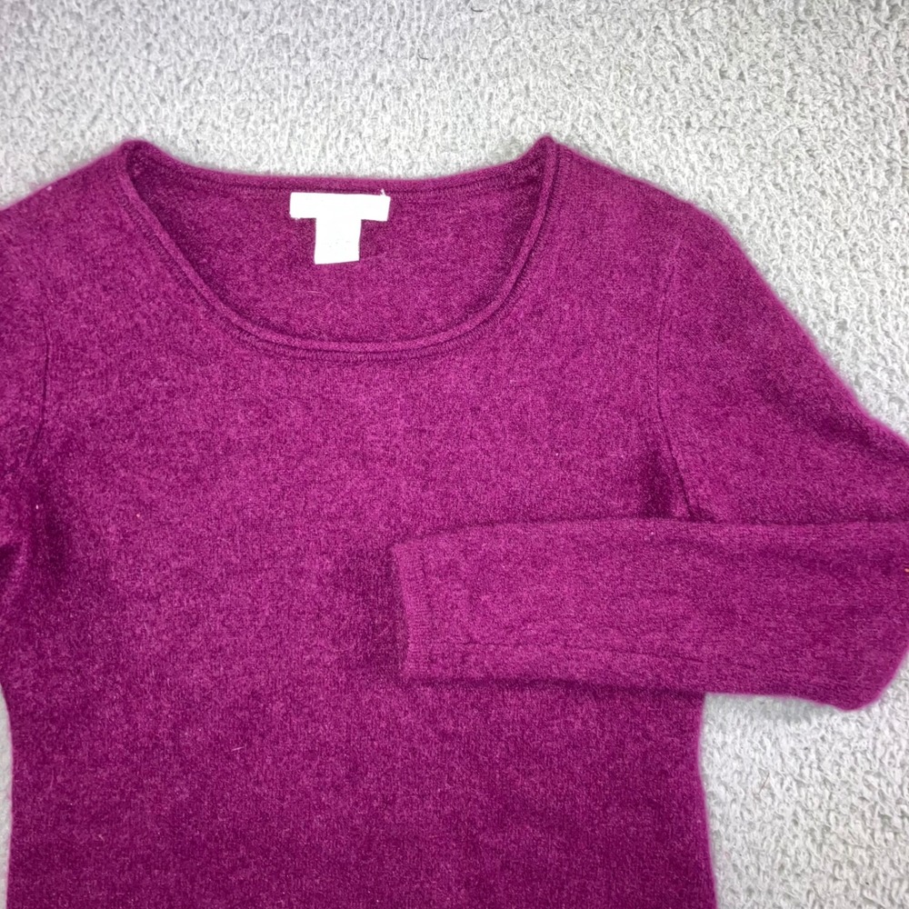TWEEDS 100% 2 Ply Cashmere Sweater Women Medium Crew Neck Long Sleeve‎ Magenta M
